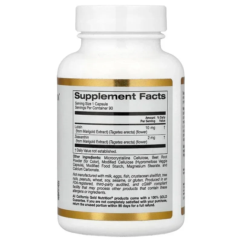 California Gold Nutrition, Lutein, 90 Veggie Capsules - Image 2