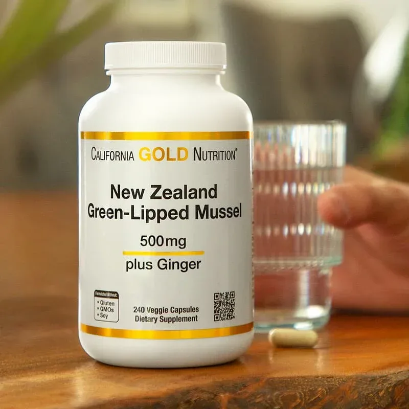 California Gold Nutrition, New Zealand Green-Lipped Mussel with Ginger Extract, 500 mg, 240 Veggie Capsules - Image 4