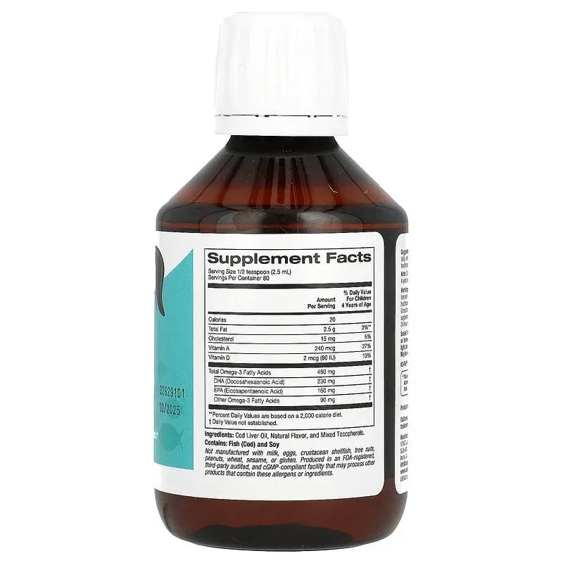 California Gold Nutrition, Norwegian Kids Cod Liver Oil, Natural Strawberry, 6.7 fl oz. (200 ml) - Image 2