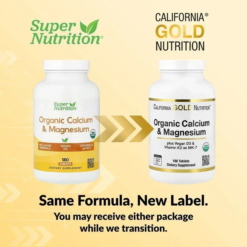 California Gold Nutrition, Organic Calcium & Magnesium Plus D3 & K2, 180 Tablets - Image 4