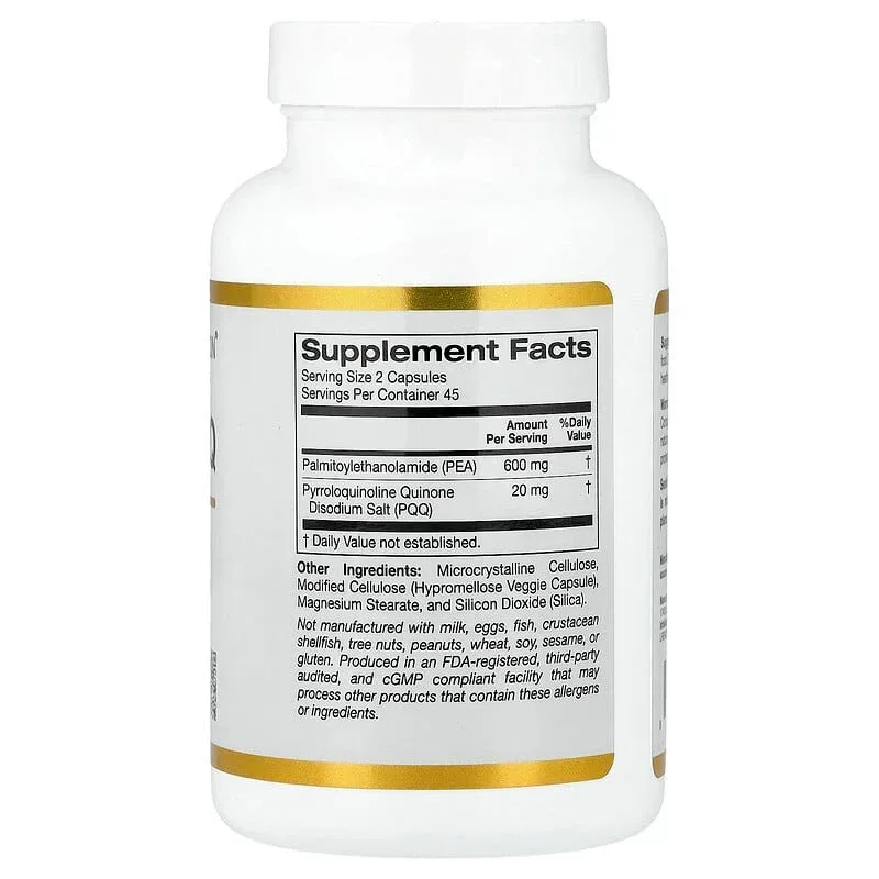 California Gold Nutrition, PEA 300 mg + PQQ 10 mg, 90 Veggie Capsules - Image 3