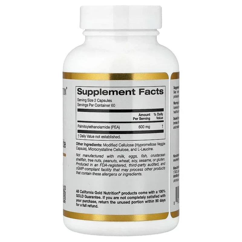 California Gold Nutrition, PEA (Palmitoylethanolamide), 120 Veggie Capsules (300 mg per Capsule) - Image 3
