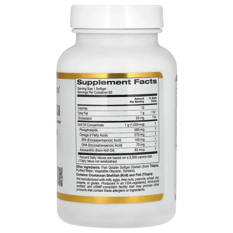 California Gold Nutrition, Premium Krill Oil with SUPERBABoost, 1,000 mg, 60 Fish Gelatin Softgels - Image 2
