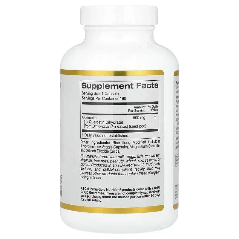 California Gold Nutrition, Quercetin, 500 mg, 180 Veggie Capsules - Image 2