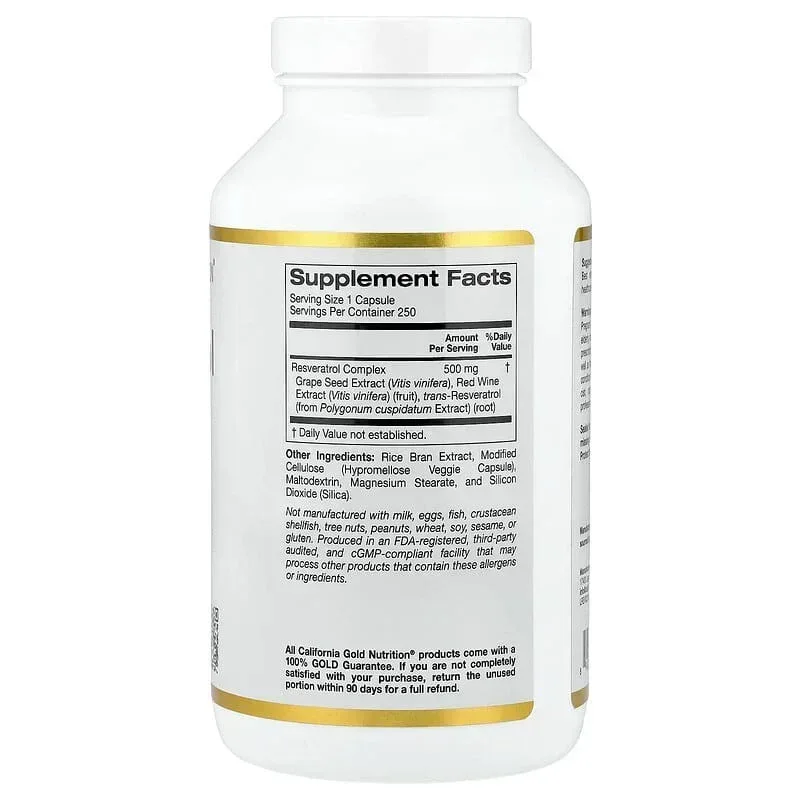 California Gold Nutrition, Resveratrol Complex with Grape Seed Extract, Red Wine Extract, and trans-Resveratrol - Image 8
