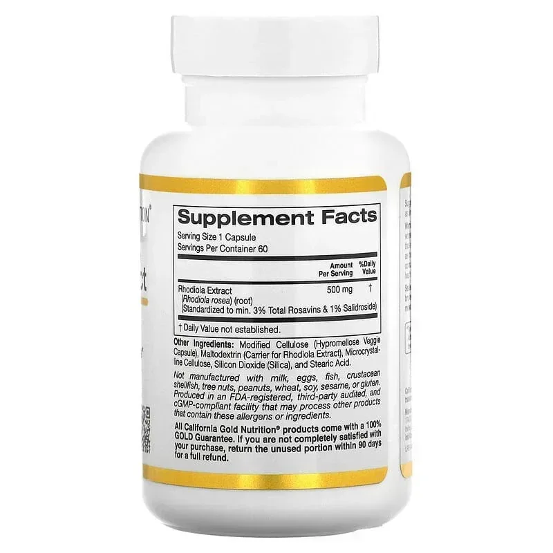 California Gold Nutrition, Rhodiola Extract, 500 mg, 60 Veggie Capsules - Image 2
