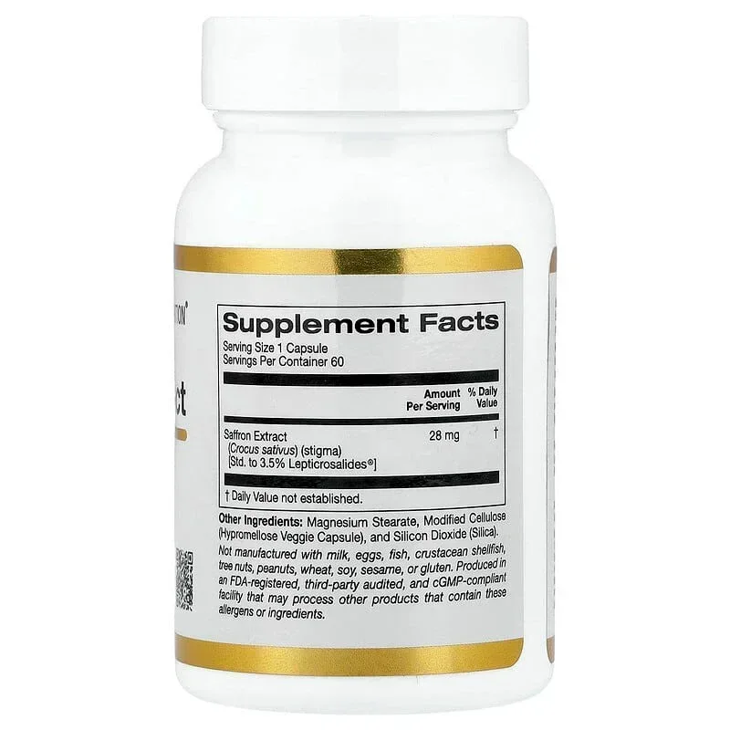 California Gold Nutrition, Saffron Extract with Affron®, 28 mg, 60 Veggie Capsules - Image 3