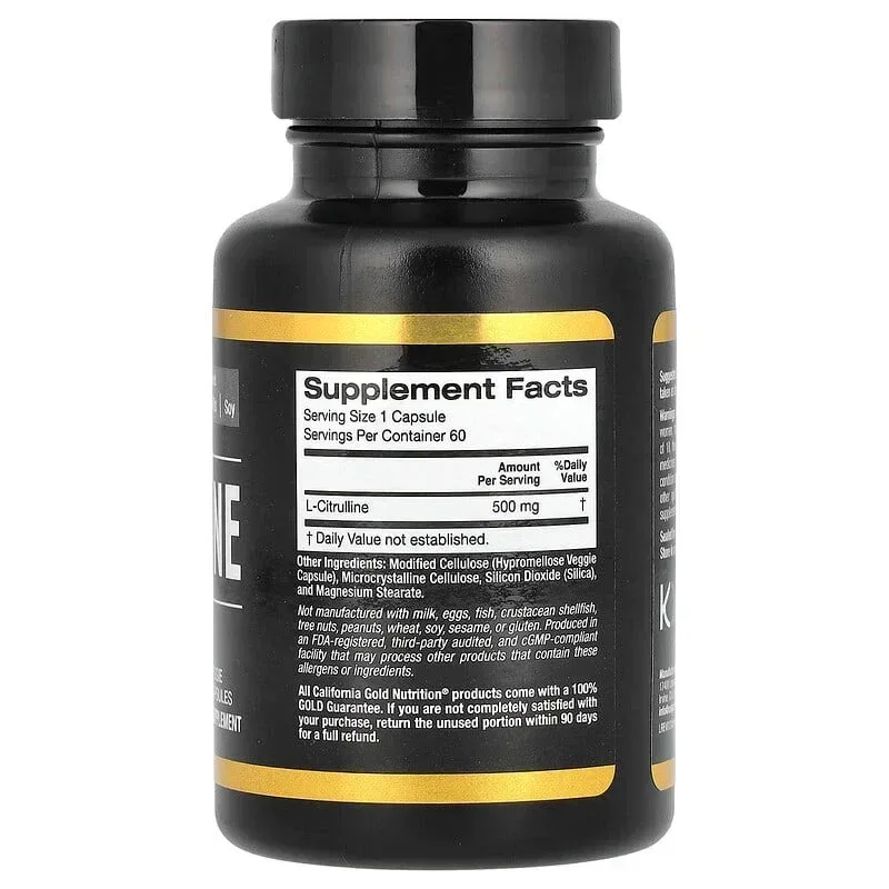 California Gold Nutrition, Sport, L-Citrulline, Kyowa Hakko, 500 mg, 60 Veggie Capsules - Image 2