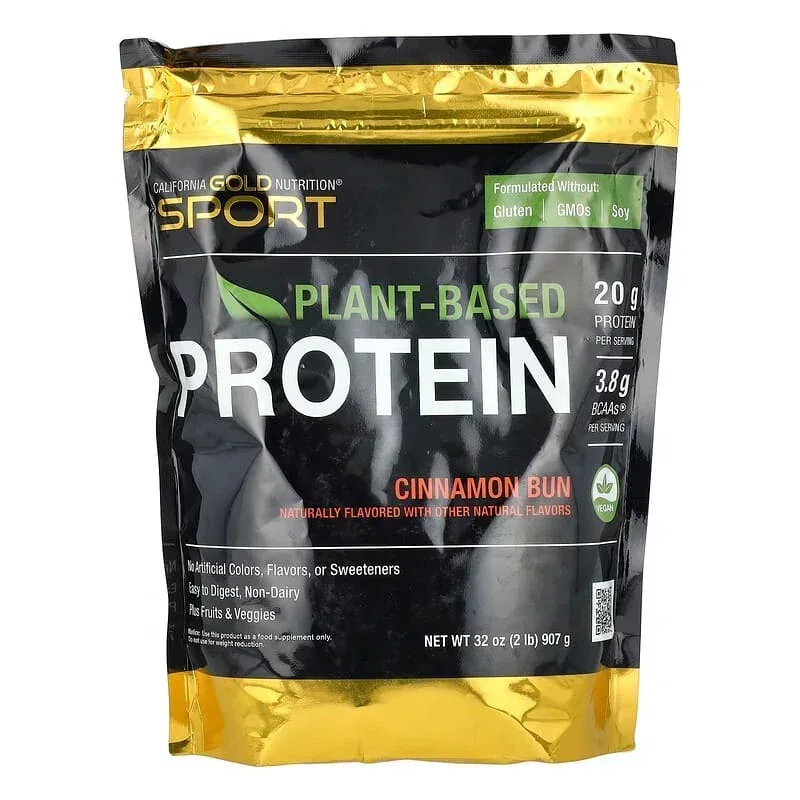 California Gold Nutrition, Sport, Plant-Based Protein with Organic Brown Rice Protein Concentrate, Flaxseed, Chia Seed, 2 lb (907 g)