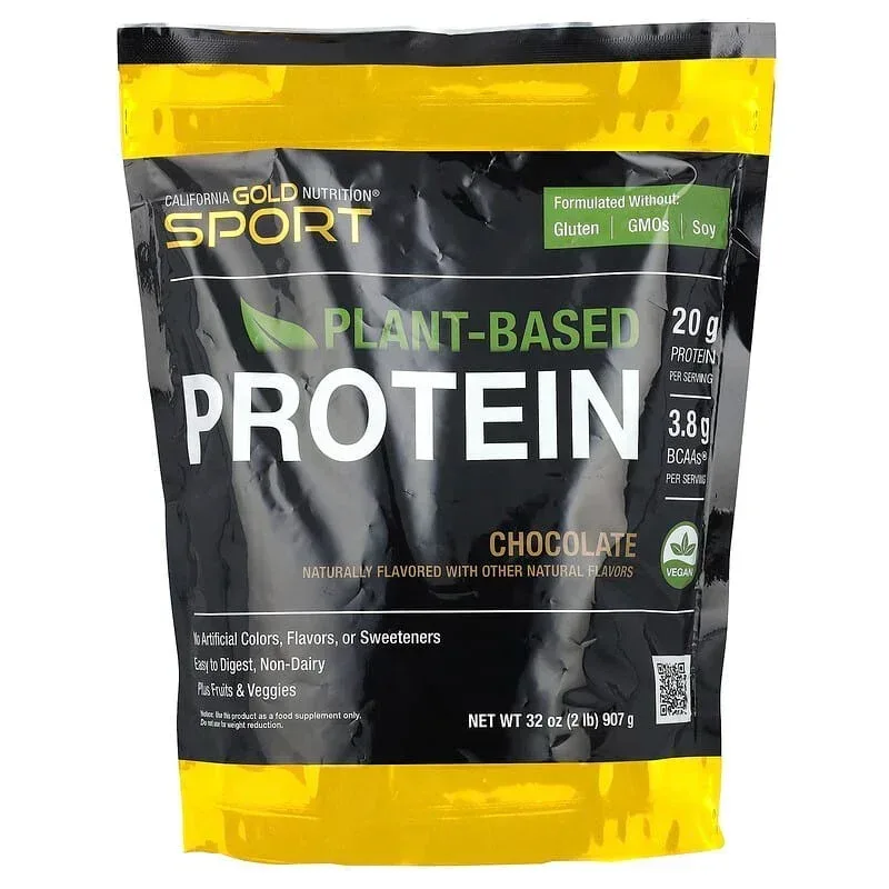 California Gold Nutrition, Sport, Plant-Based Protein with Organic Brown Rice Protein Concentrate, Flaxseed, Chia Seed, 2 lb (907 g) - Image 6