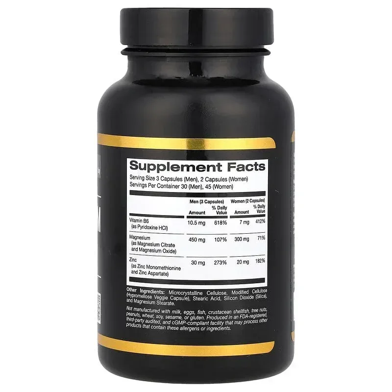 California Gold Nutrition, Sport, Zinc, Magnesium, & Vitamin B6, 90 Veggie Capsules - Image 2