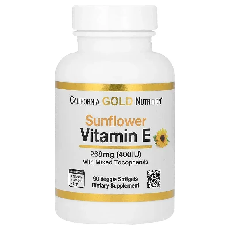 California Gold Nutrition, Sunflower Vitamin E with Mixed Tocopherols, 400 IU, 90 Veggie Softgels