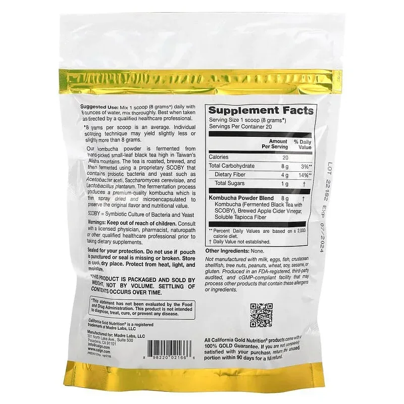 California Gold Nutrition, Superfoods, Kombucha Powder, 5.64 oz (160 g) - Image 7