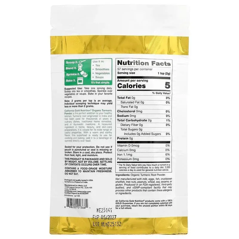 California Gold Nutrition, Superfoods, Organic Powder, 4 oz (114 g) - Image 2