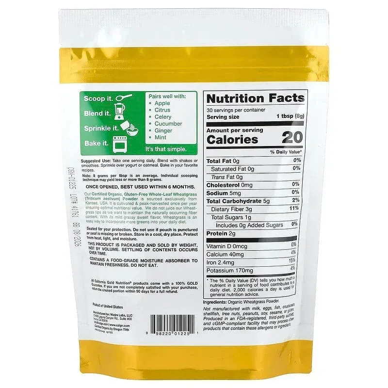 California Gold Nutrition, Superfoods, Organic Powder, 4 oz (114 g) - Image 32