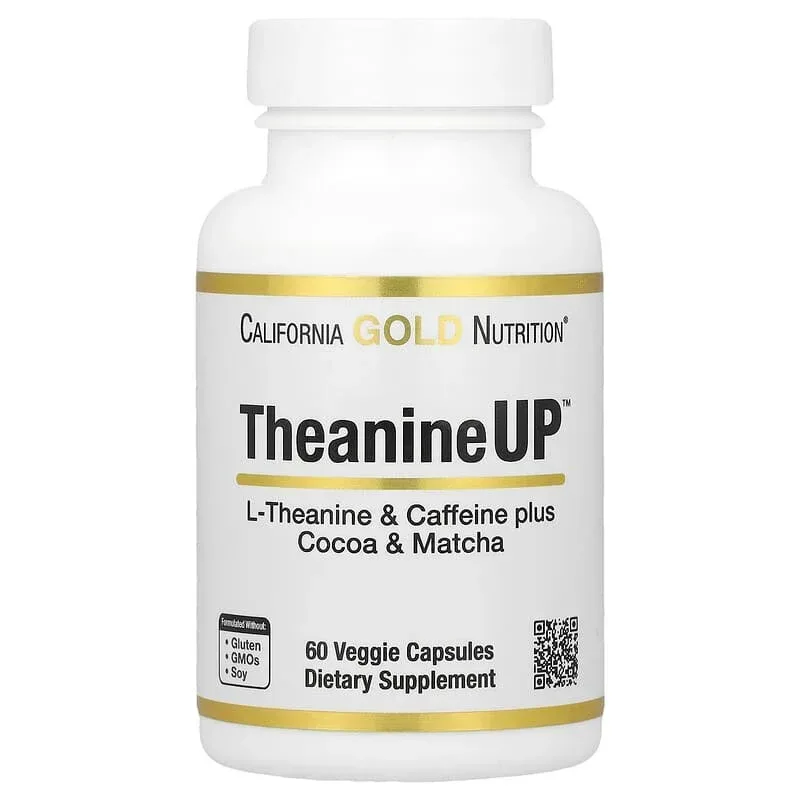 California Gold Nutrition, TheanineUP™, L-Theanine & Caffeine Plus Cocoa, and Matcha, 60 Veggie Capsules