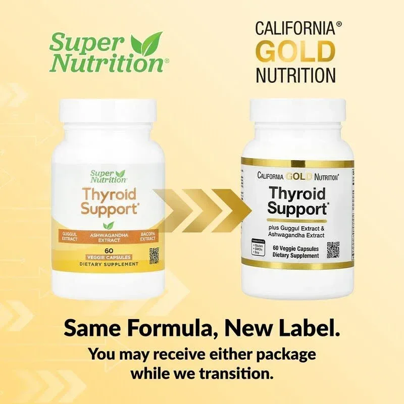 California Gold Nutrition, Thyroid Support with Guggul, Ashwagandha, Bacopa and Green Tea Extracts, 60 Veggie Capsules - Image 4