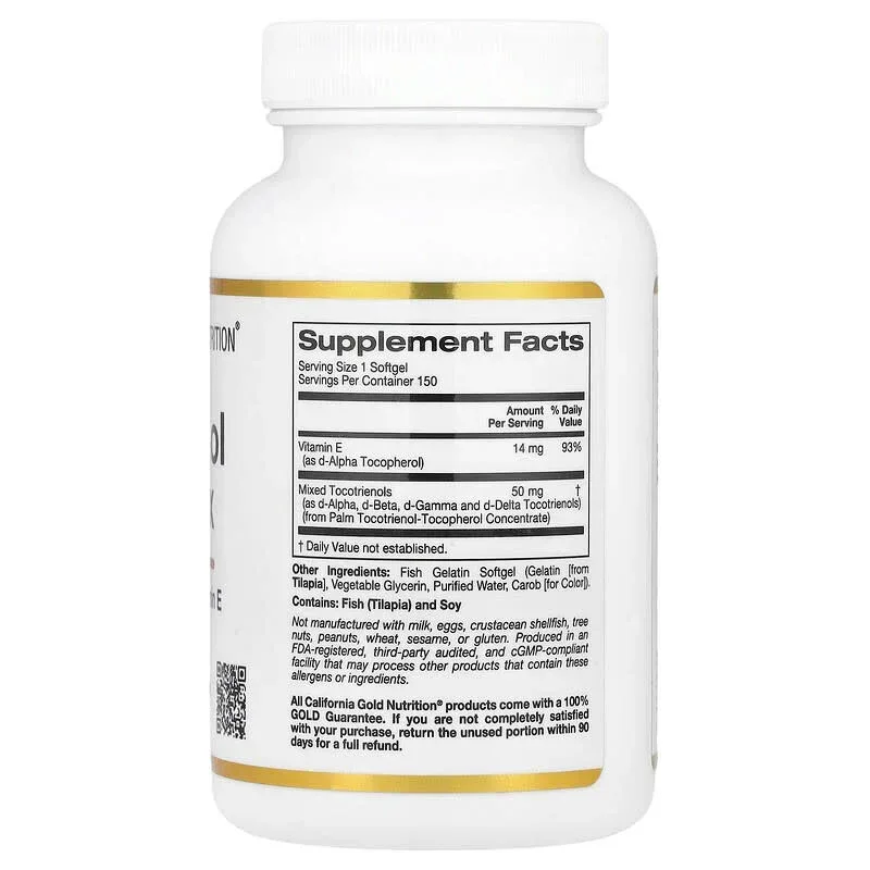 California Gold Nutrition, Tocotrienol Complex with Vitamin E, 150 Fish Gelatin Softgels - Image 2