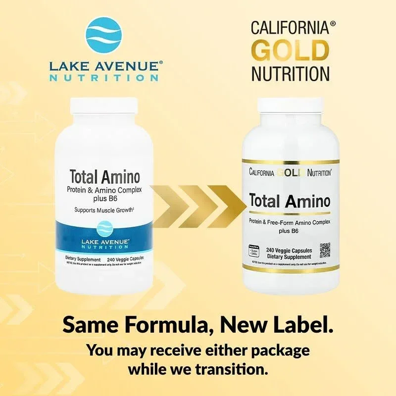 California Gold Nutrition, Total Amino with Vitamin B-6, and 20 Amino Acid Blend, 240 Veggie Capsules - Image 5