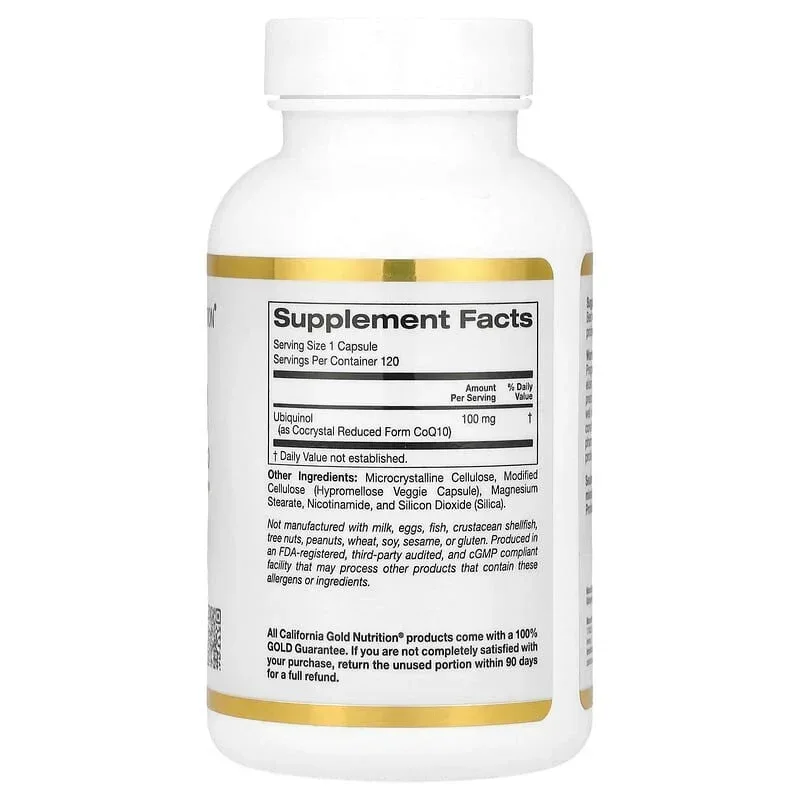 California Gold Nutrition, Ubiquinol Reduced Form CoQ10, 100 mg , 120 Veggie Capsules - Image 2