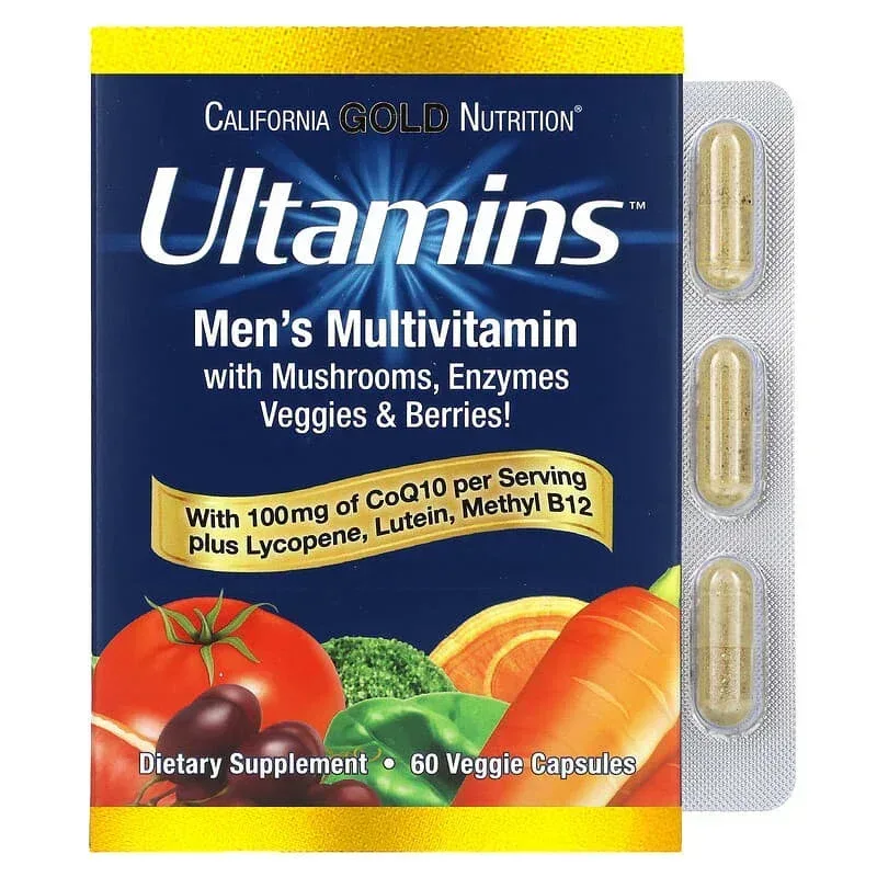 California Gold Nutrition, Ultamins with CoQ10, Mushrooms, Enzymes, Veggies & Berries, 60 Veggie Capsules - Image 6