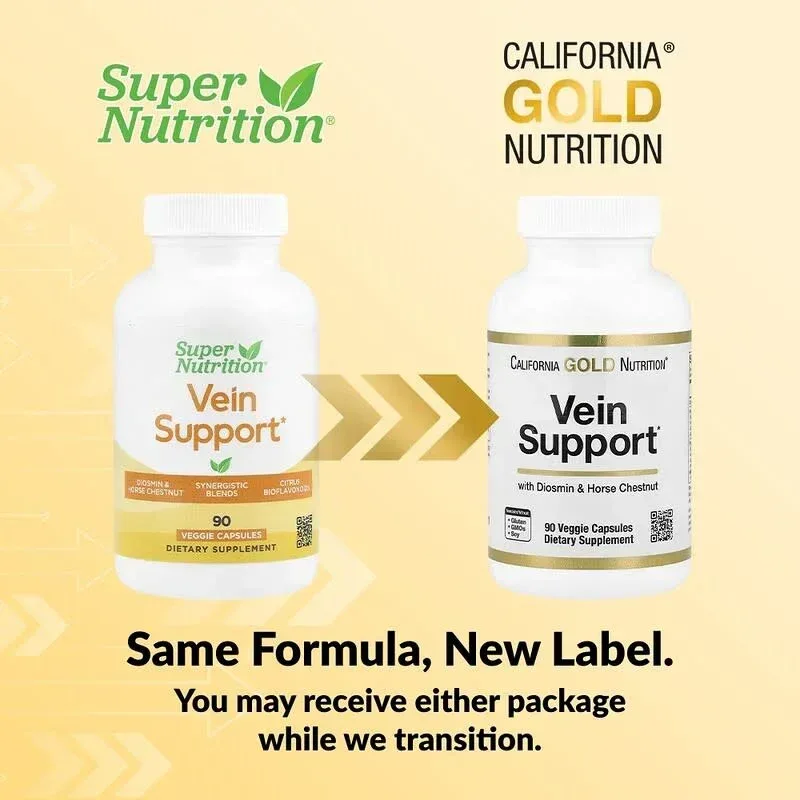California Gold Nutrition, Vein Support with Diosmin, Butcher's Broom, Horse Chestnut, Bioflavonoids and Enzymes, 90 Veggie Capsules - Image 3