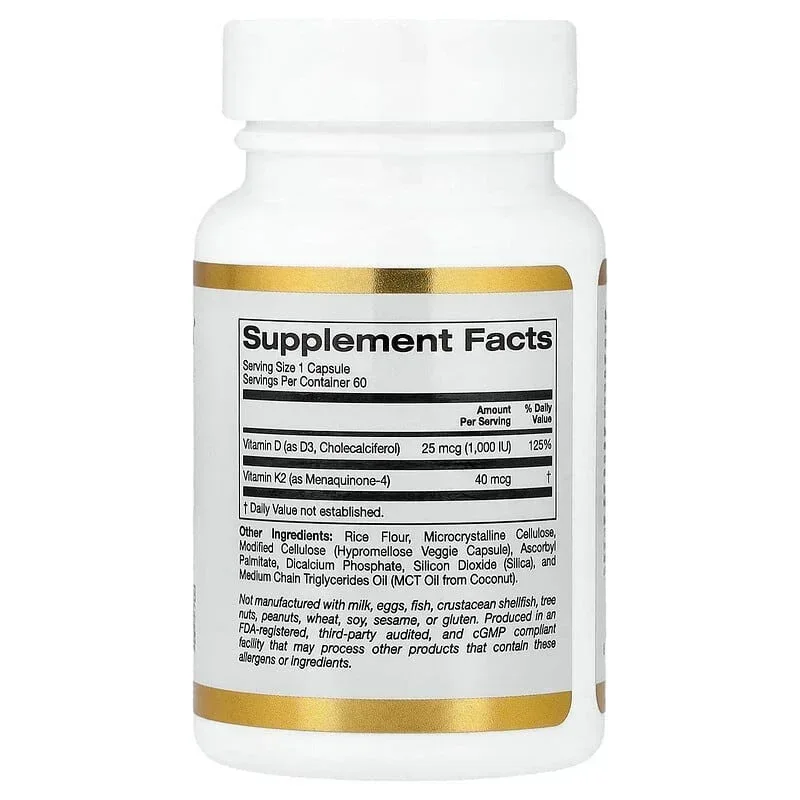 California Gold Nutrition, Vitamin D3 + K2 - Image 2