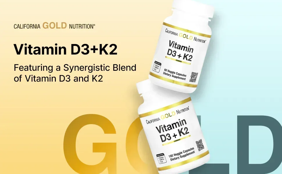 California Gold Nutrition, Vitamin D3 + K2 as MK-7, Veggie Capsules - Image 4