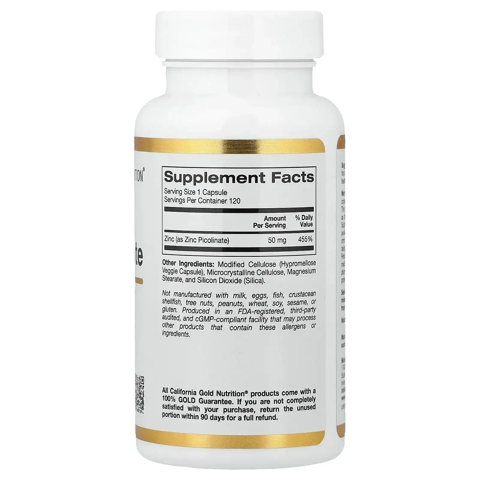 California Gold Nutrition, Zinc Picolinate, 50 mg, 120 Veggie Capsules - Image 5