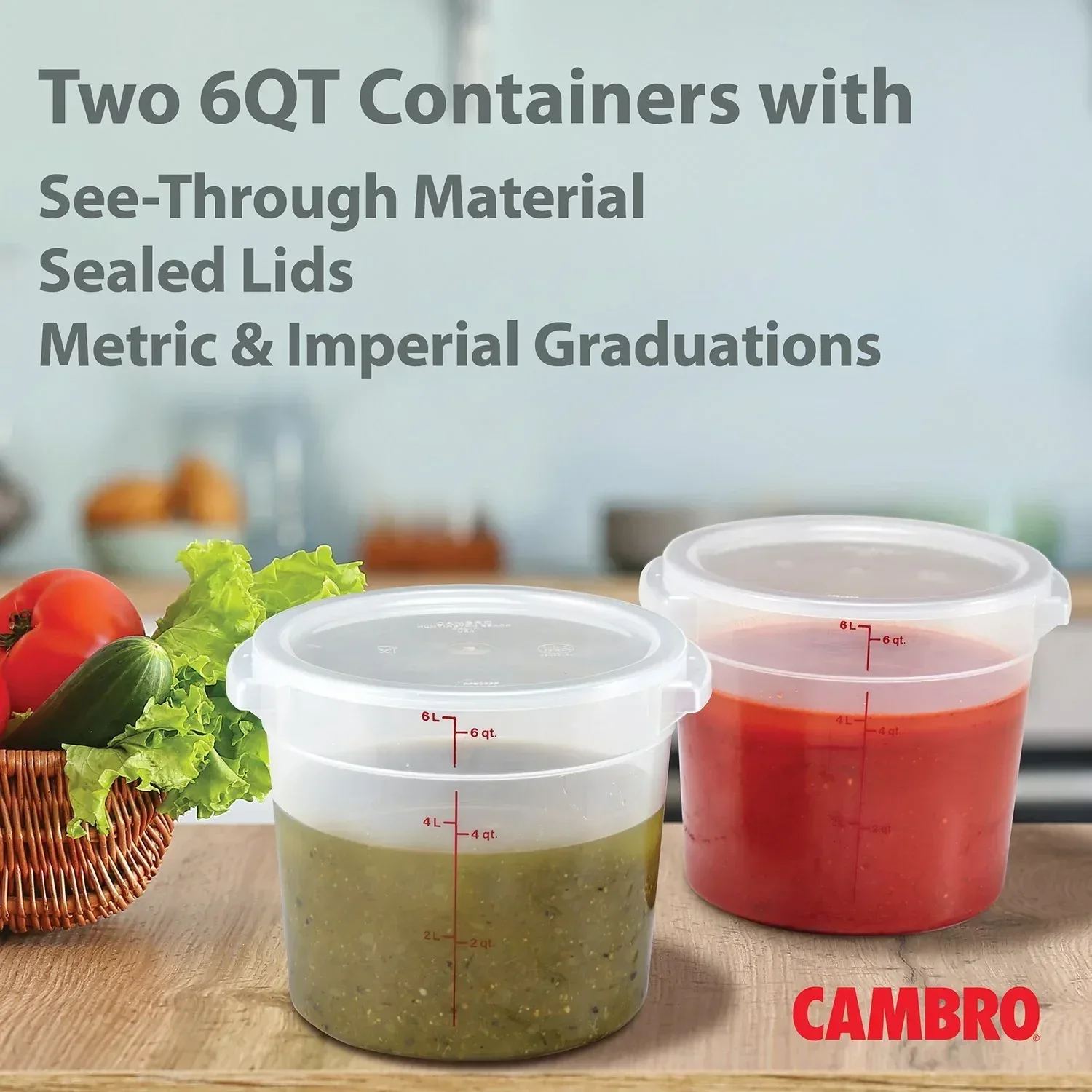 Cambro Round Translucent Container with Lid 6 qt., 2 pk. - Image 6