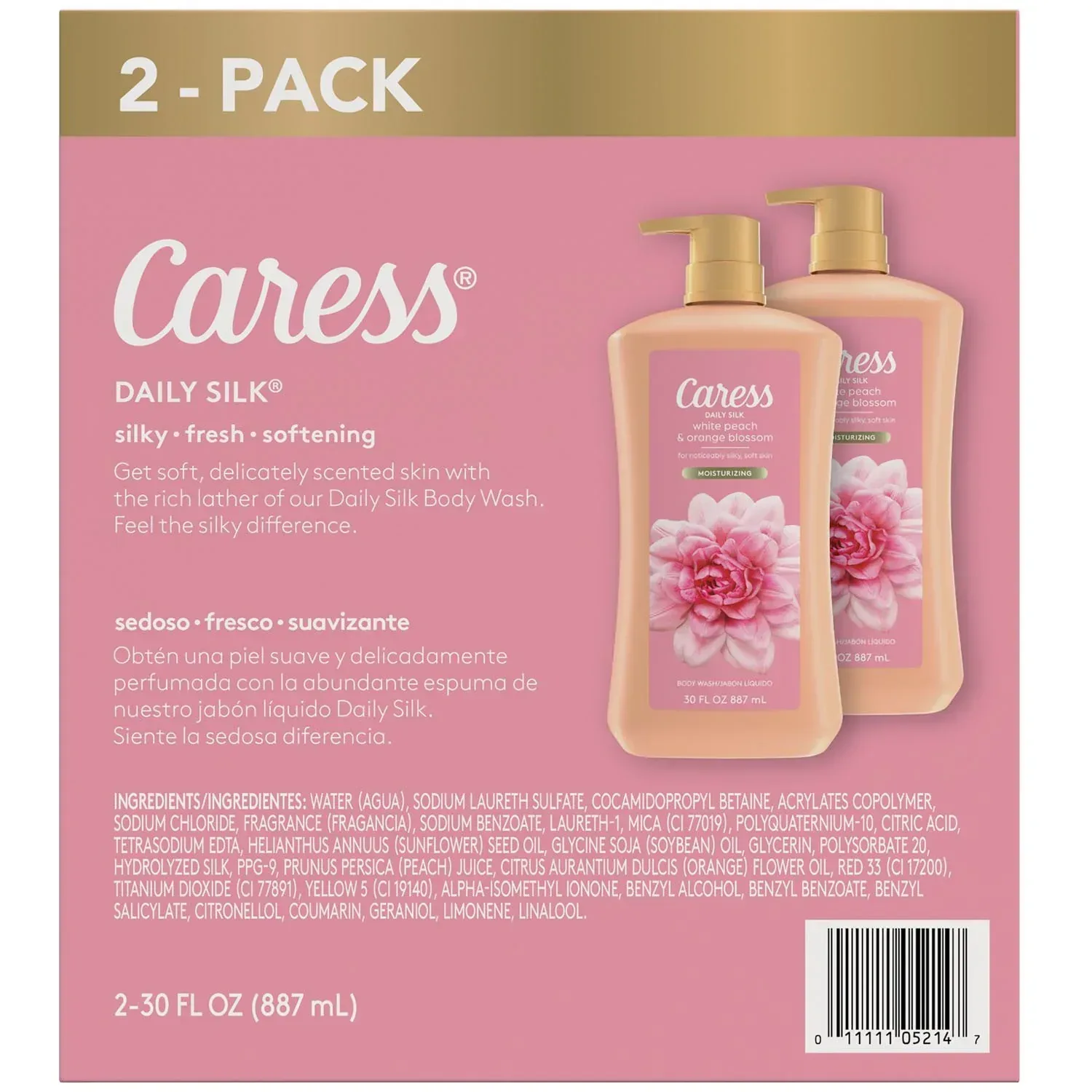 Caress Daily Silk Hydrating Body Wash, White Peach & Orange Blossom, 30 fl. - Image 2