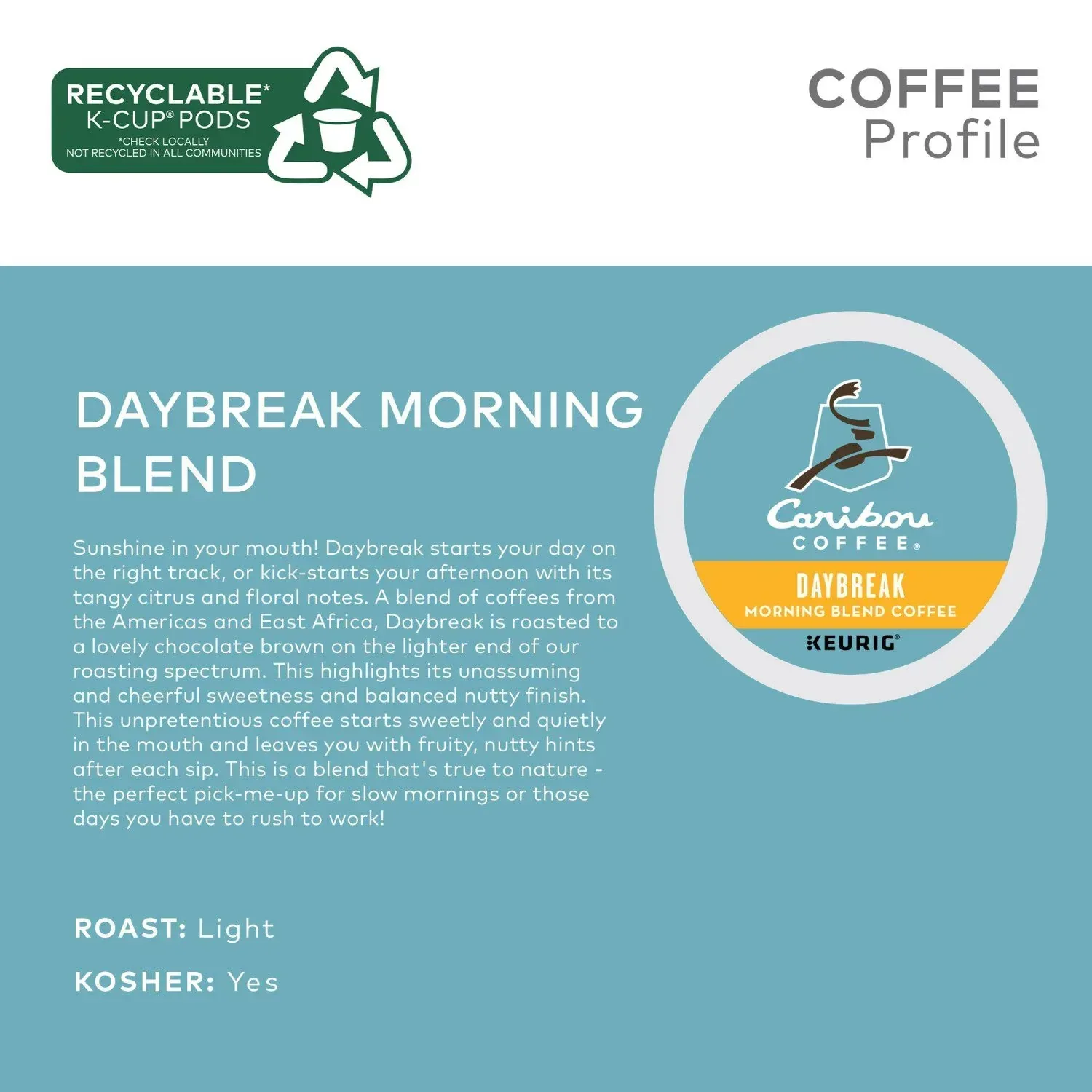 Caribou Coffee Light Roast K-Cup, Daybreak Morning Blend, 80 ct. - Image 2