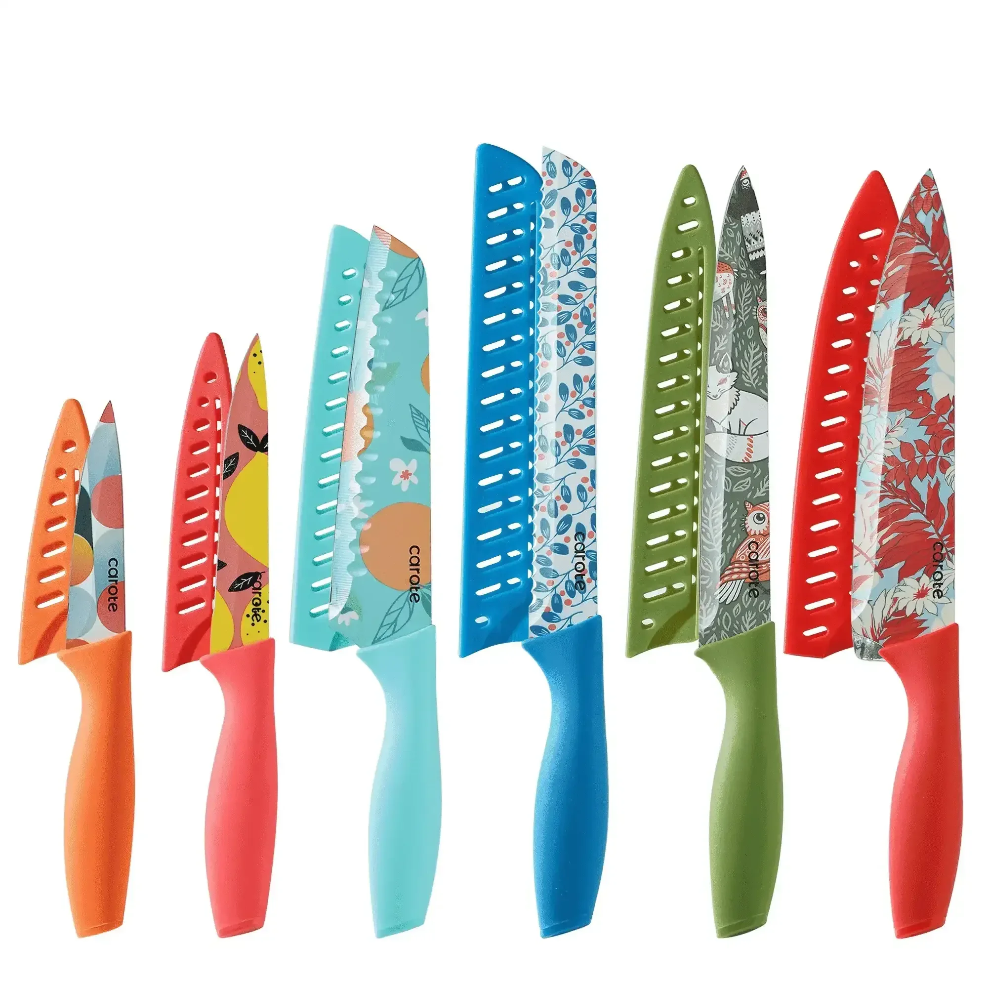 Carote 12 Pcs Kitchen Knife Set, Stainless Steel Knife Set with Nonstick Creamic Coating, Taupe - Image 15