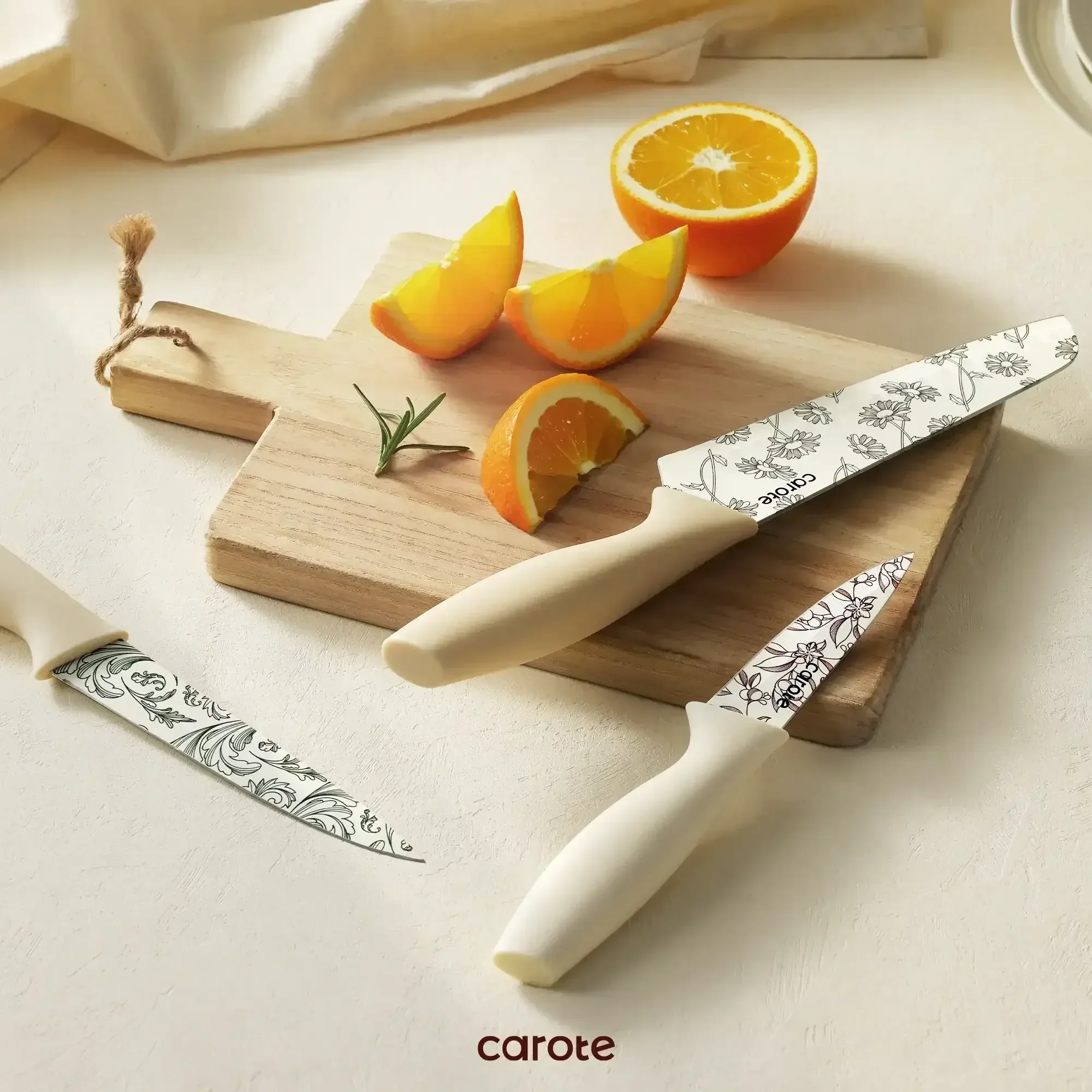 Carote 12Pcs Kitchen Knife Set with Blade Guards, White Granite Ceramic Knife, Stainless Steel - Image 11