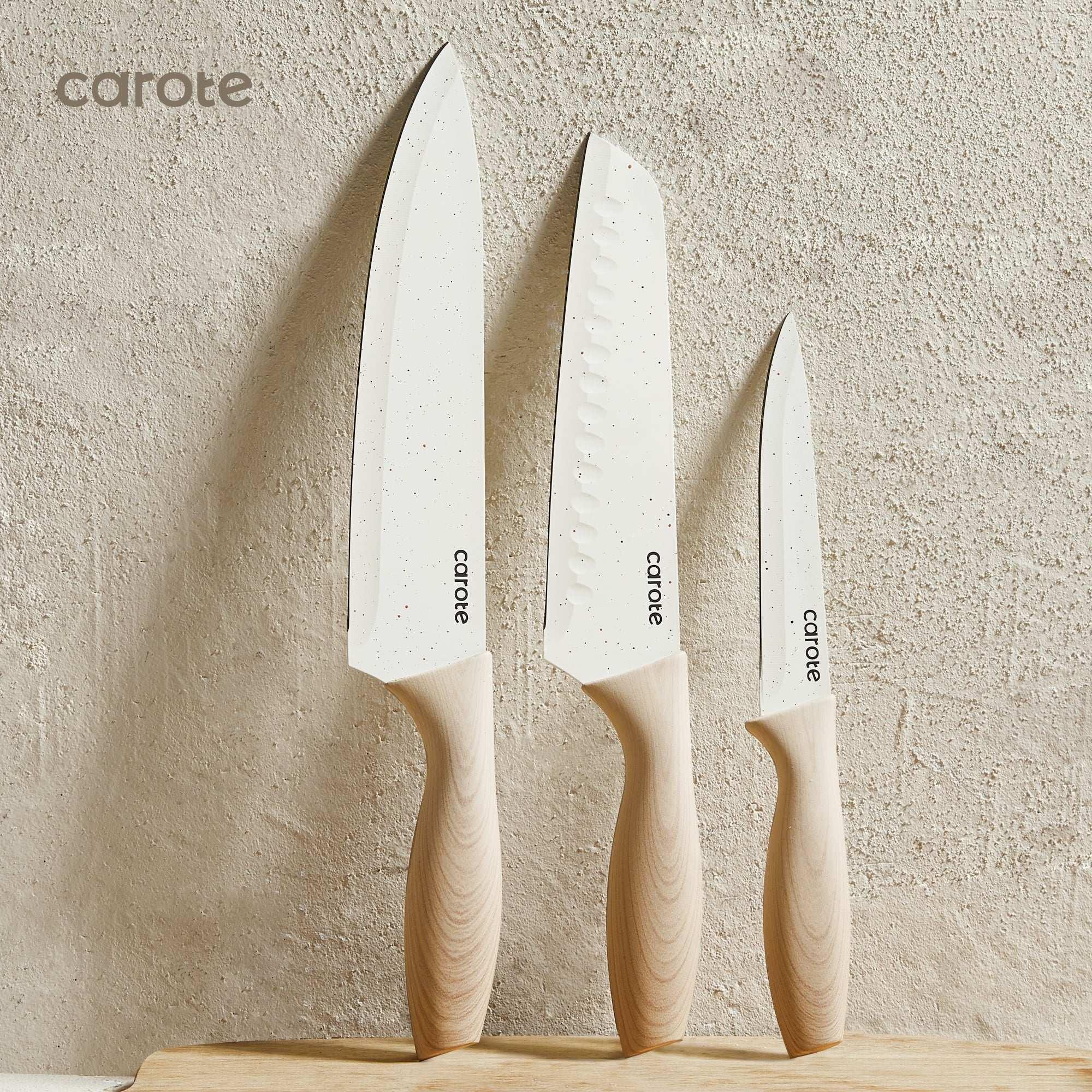 Carote 12Pcs Kitchen Knife Set with Blade Guards, White Granite Ceramic Knife, Stainless Steel - Image 5