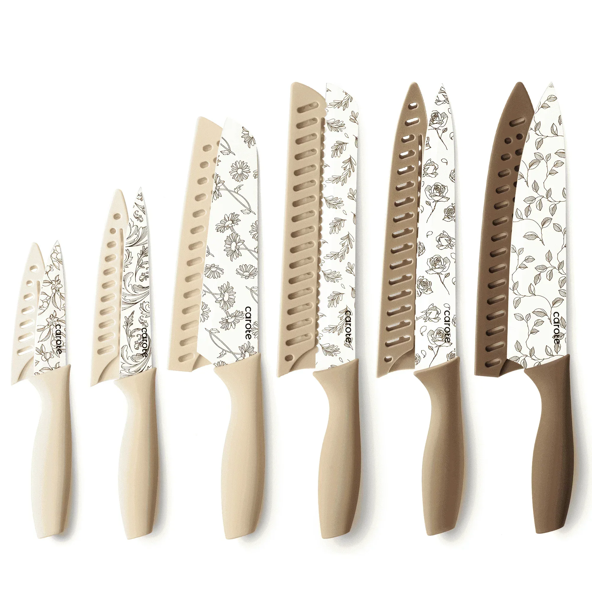 Carote 12Pcs Kitchen Knife Set with Blade Guards, White Granite Ceramic Knife, Stainless Steel - Image 8