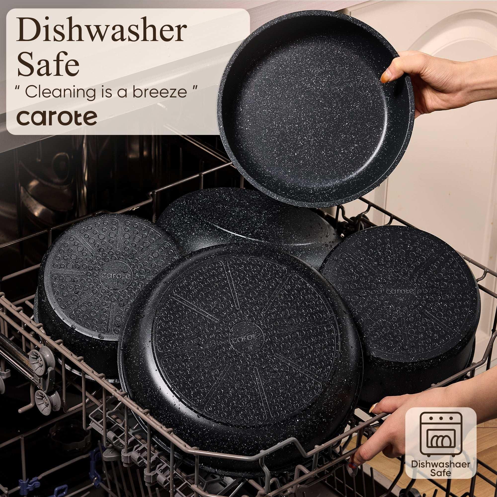 Carote 15 Pcs Nonstick Cookware Sets, Granite Non Stick Pots and Pans with Removable Handles, Oven Safe, Induction Compatible, Black - Image 15