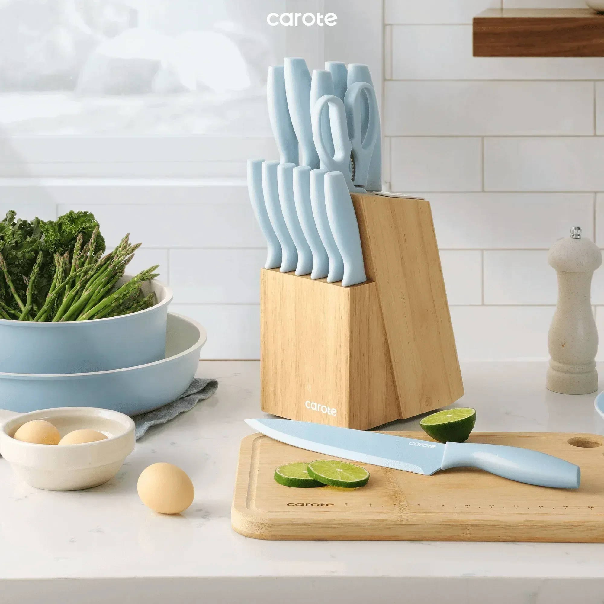 Carote 15-Piece Premium Kitchen Knife Set, Black Ceramic-Coated Blades with Stylish Wooden Block - Image 11