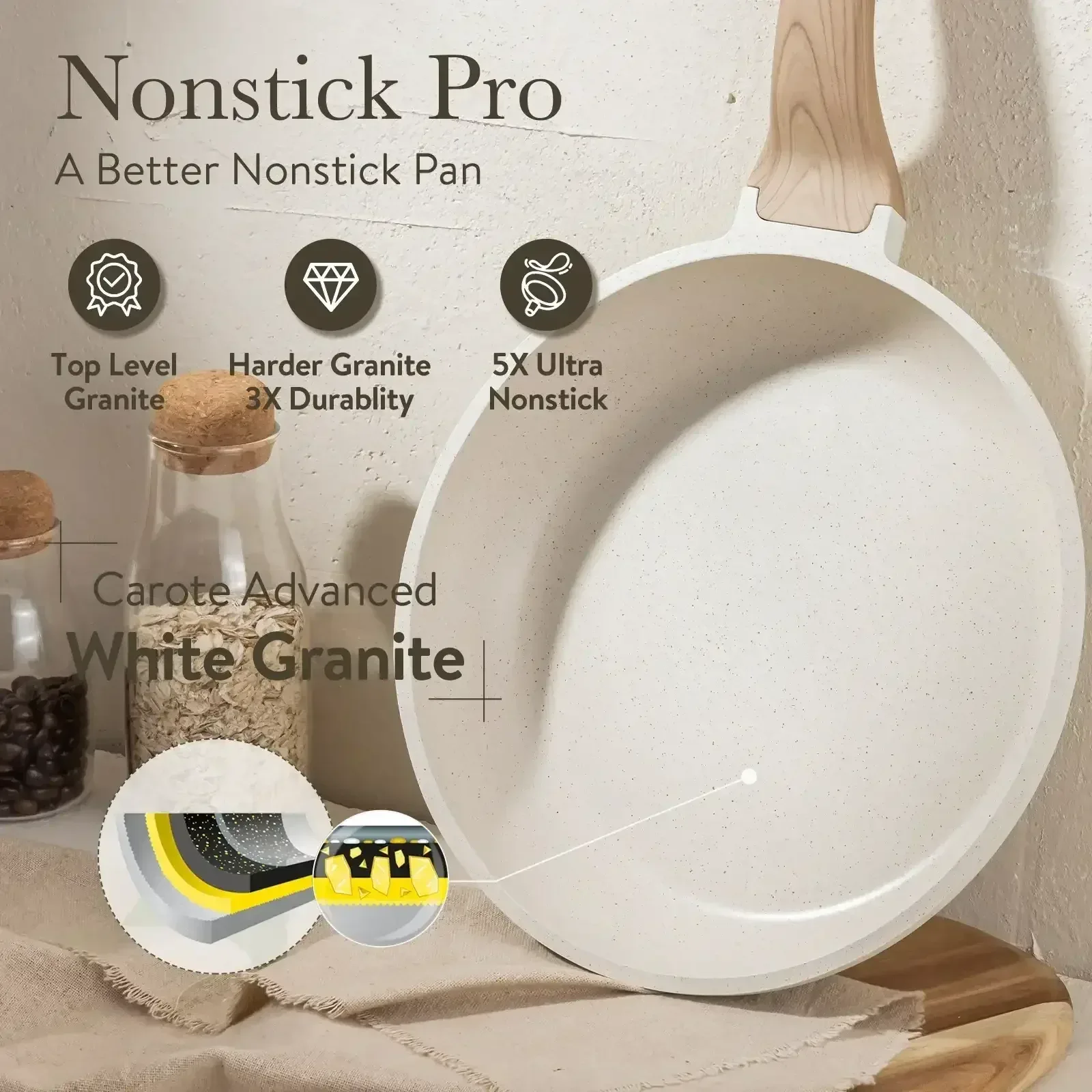 Carote Nonstick Cookware Sets, Granite Pots and Pans Set Non Stick, White - Image 9
