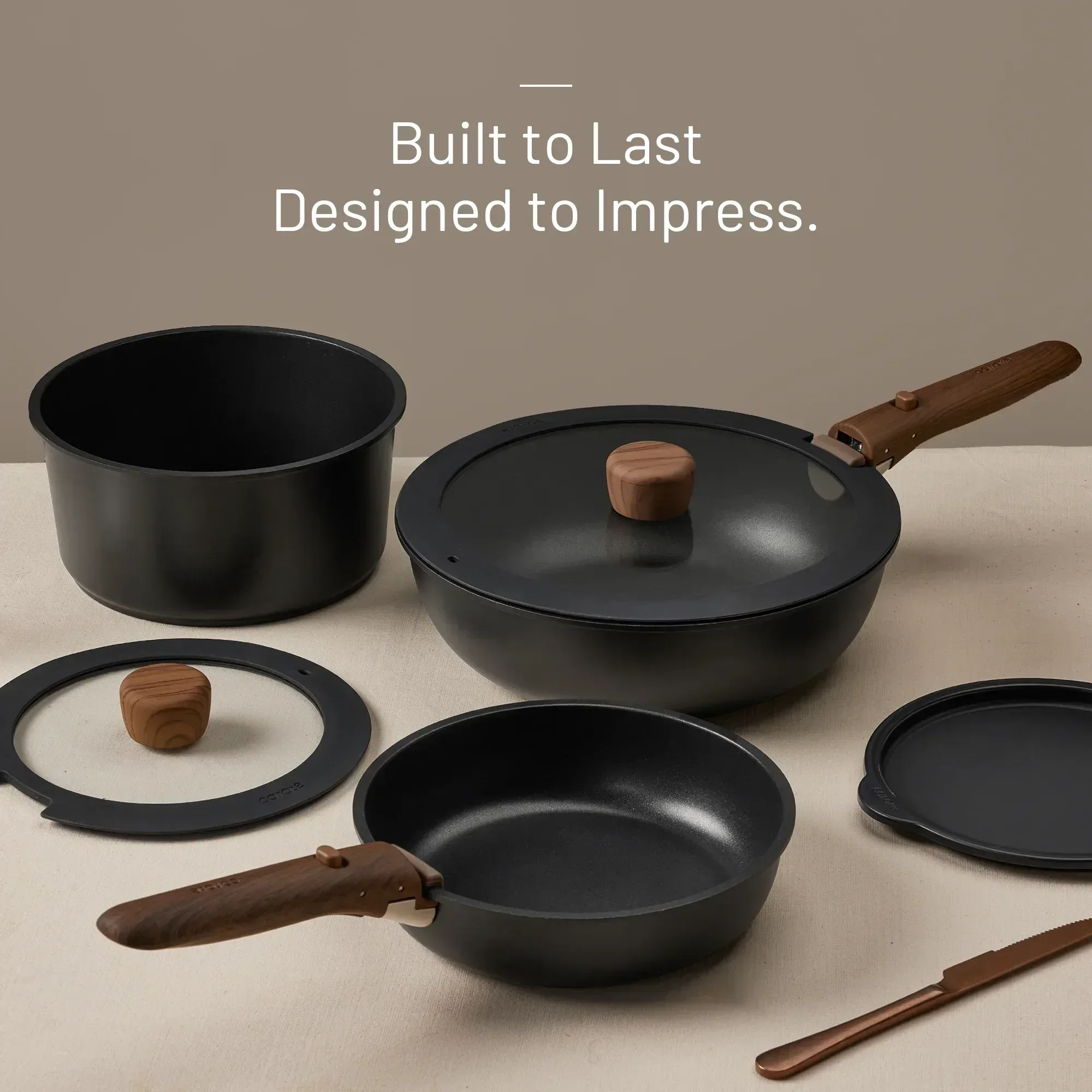 Carote 21 Pcs Nonstick Cookware Set, Pots and Pans Set with Detachable Handles, Oven/Dishwasher Safe, Stackable Kitchen Cooking Set, Granite - Image 4