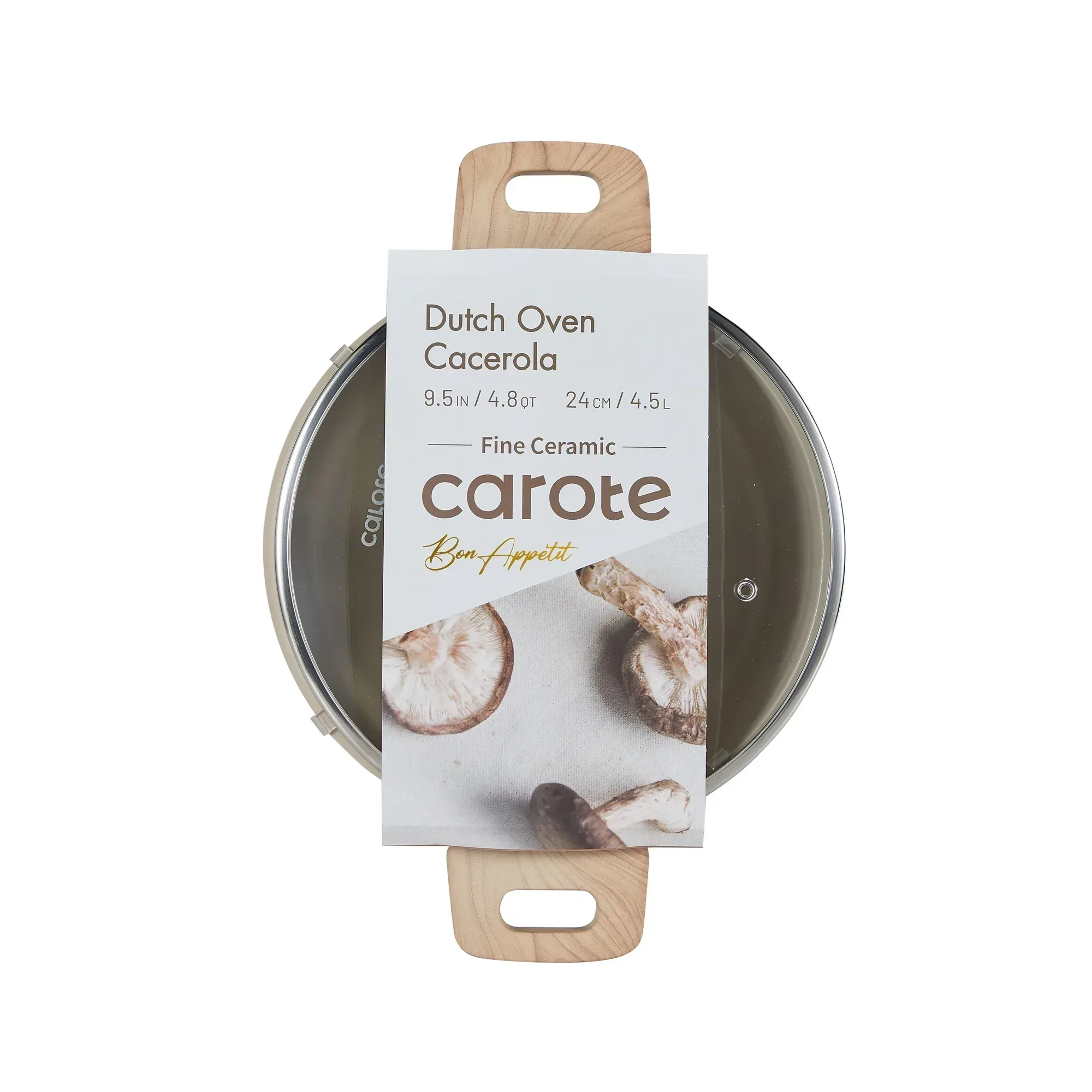 Carote Non Stick Ceramic Dutch Oven, Non Toxic Stockpot with Lid, Easy to Clean, All Stoves Compatible, 4.8QT, Taupe - Image 3