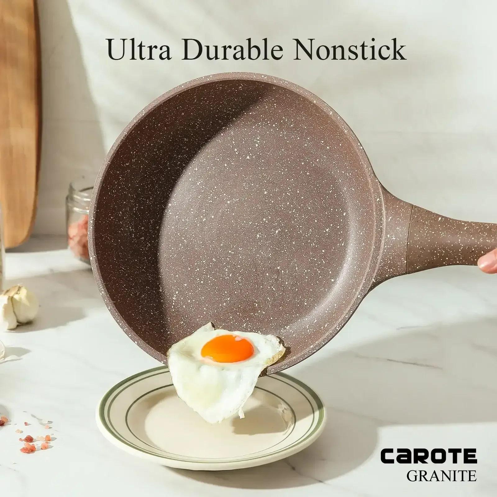 Carote Non Stick Pots and Pans Set,  Induction Kitchen Cookware Sets (Brown) - Image 10