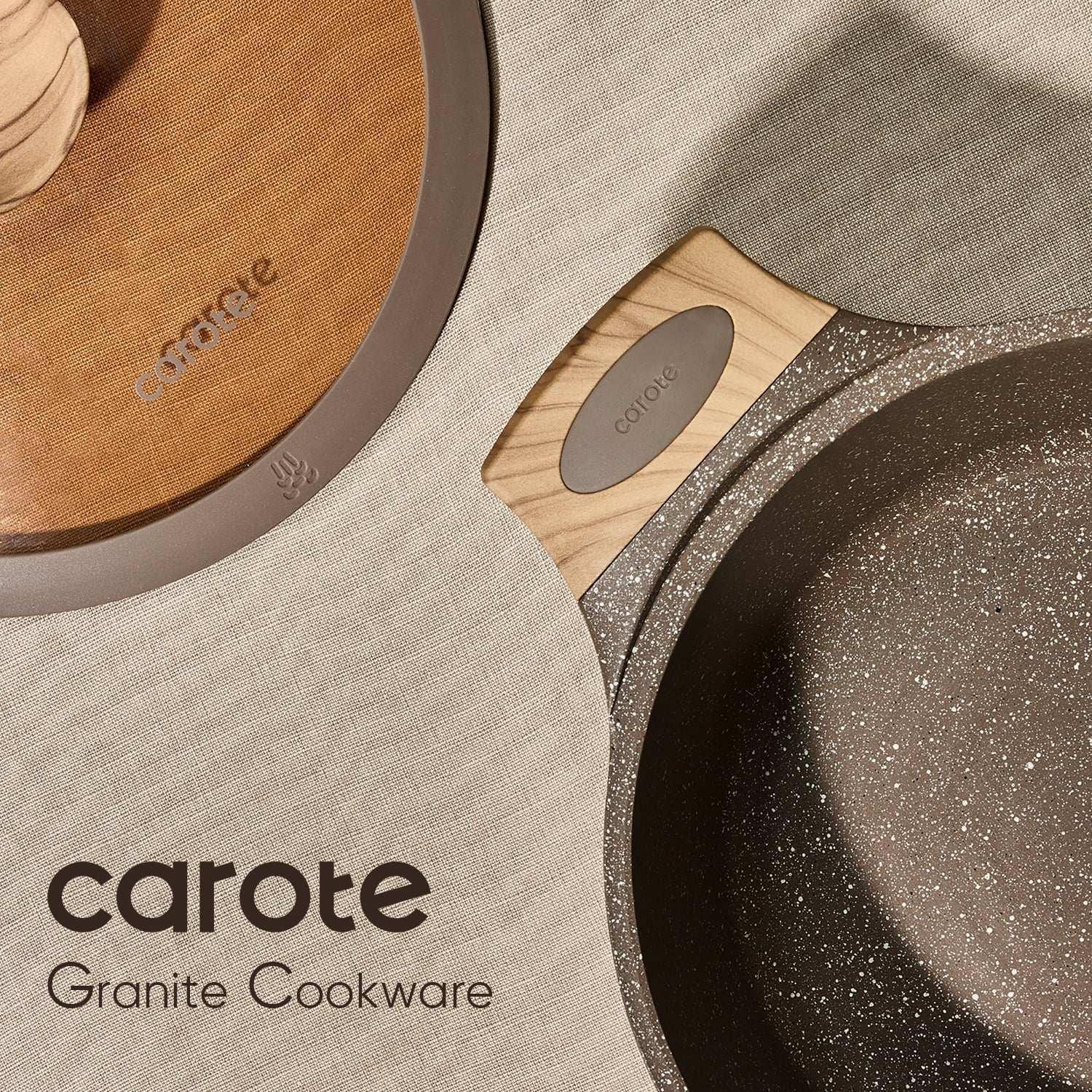 Carote Non Stick Pots and Pans Set,  Induction Kitchen Cookware Sets (Brown) - Image 20