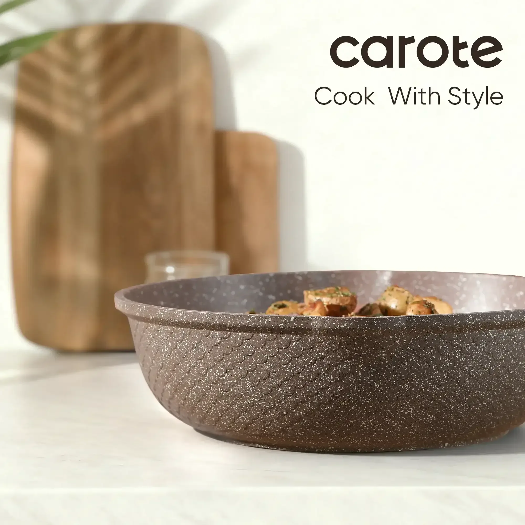 Carote Non Stick Pots and Pans Set,  Induction Kitchen Cookware Sets (Brown) - Image 5