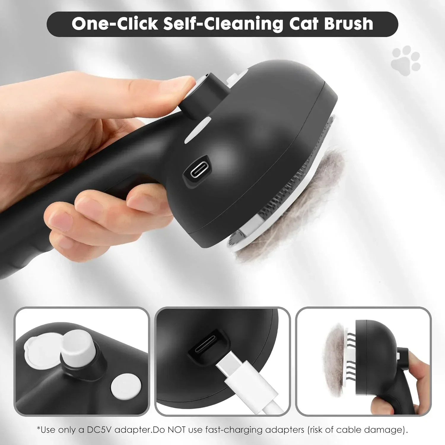 Cat Steam Brush for Grooming and Shedding for Long and Short Hair Pets Deshedding and Hair Removal tool for Dogs & Cats Self Cleaning 4 in 1 Massaging Pet Spray Spritz Defur Comb - Image 3