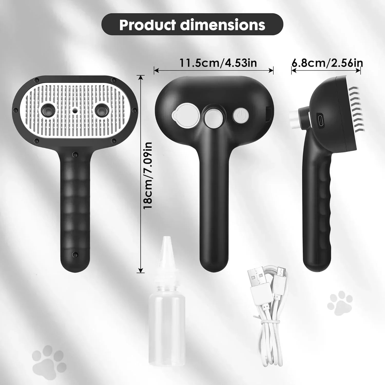 Cat Steam Brush for Grooming and Shedding for Long and Short Hair Pets Deshedding and Hair Removal tool for Dogs & Cats Self Cleaning 4 in 1 Massaging Pet Spray Spritz Defur Comb - Image 7