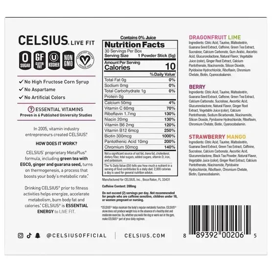 Celsius Essential Energy Powder Sticks, Variety Pack, 30-count - Image 2