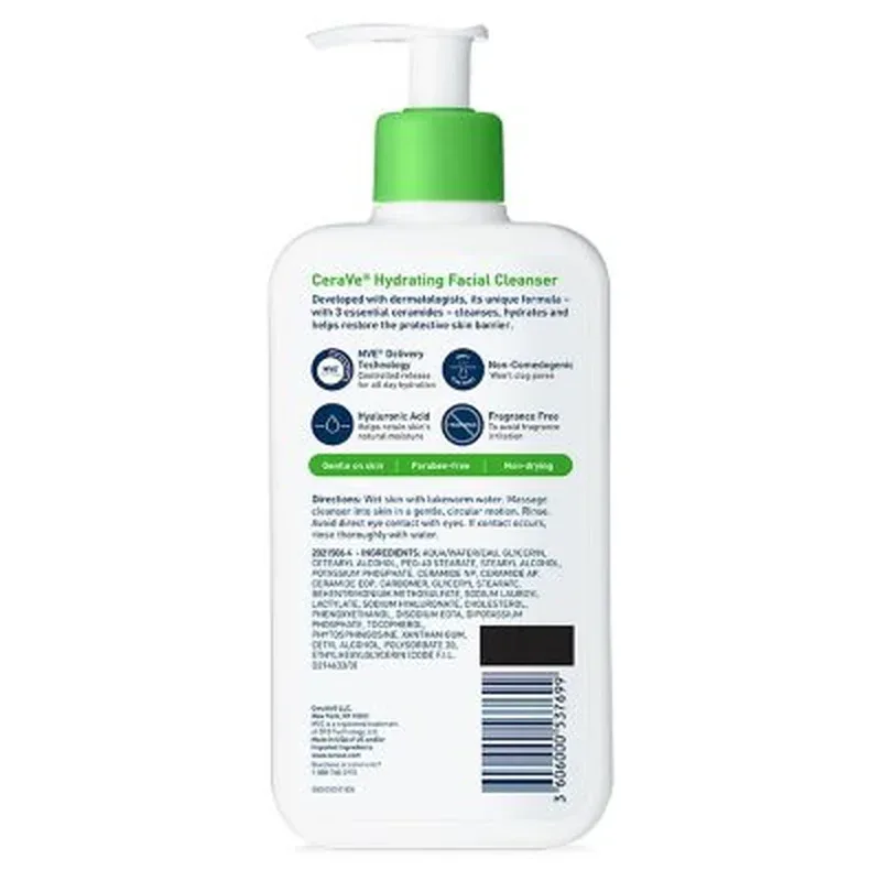 Cerave Hydrating Facial Cleanser, Normal to Dry Skin (12 Fl. Oz., 2 Pk.) - Image 12