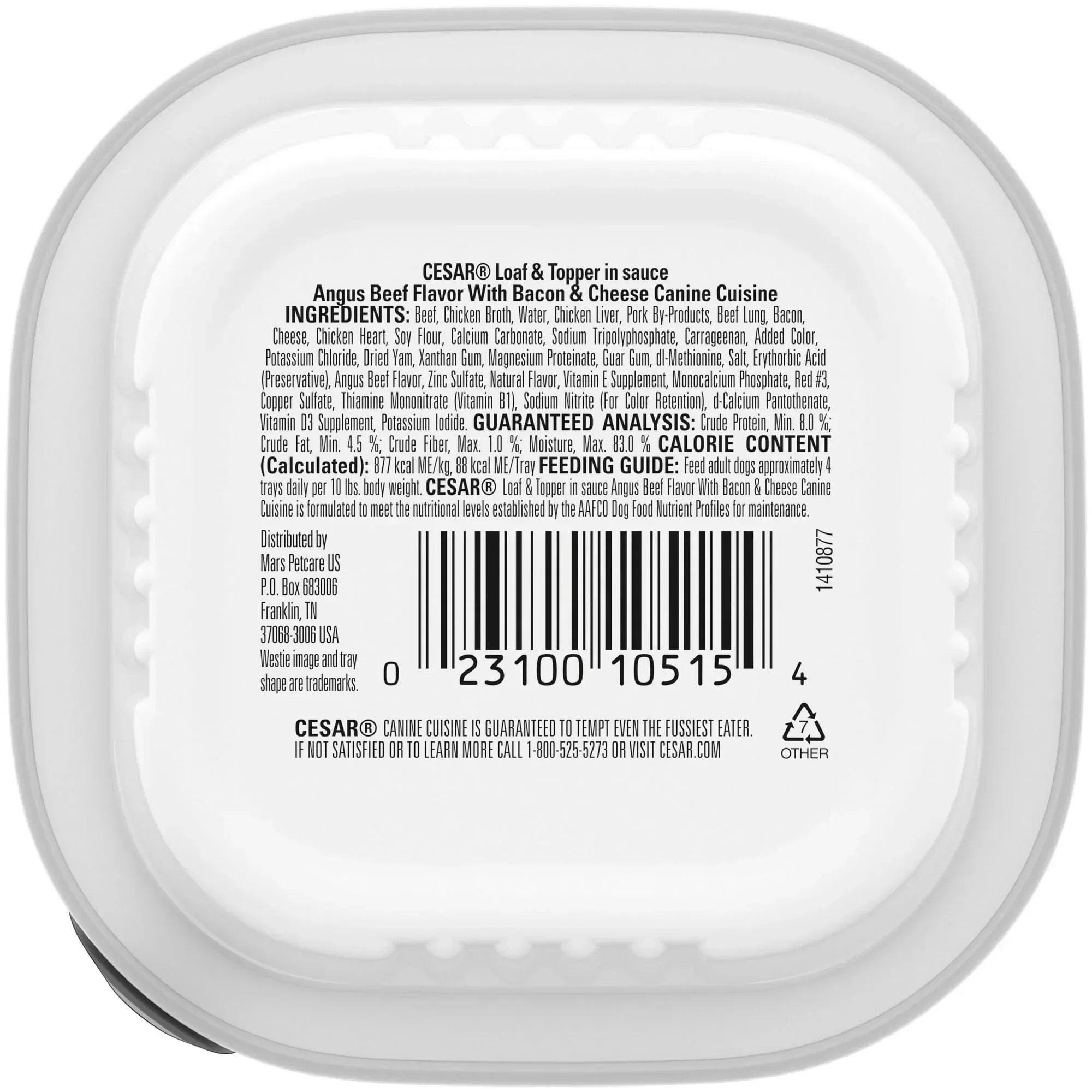 Cesar Loaf And Topper Angus Beef With Bacon And Cheese Wet Dog Food, 3.5 Oz Tray - Image 11
