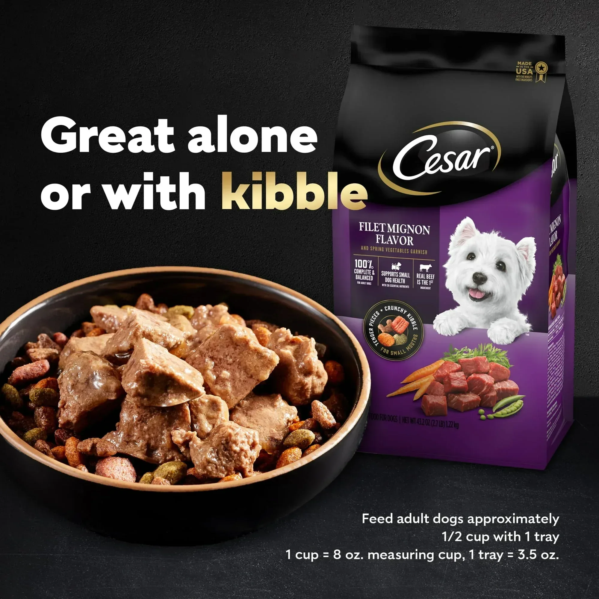 Cesar Loaf And Topper Angus Beef With Bacon And Cheese Wet Dog Food, 3.5 Oz Tray - Image 5
